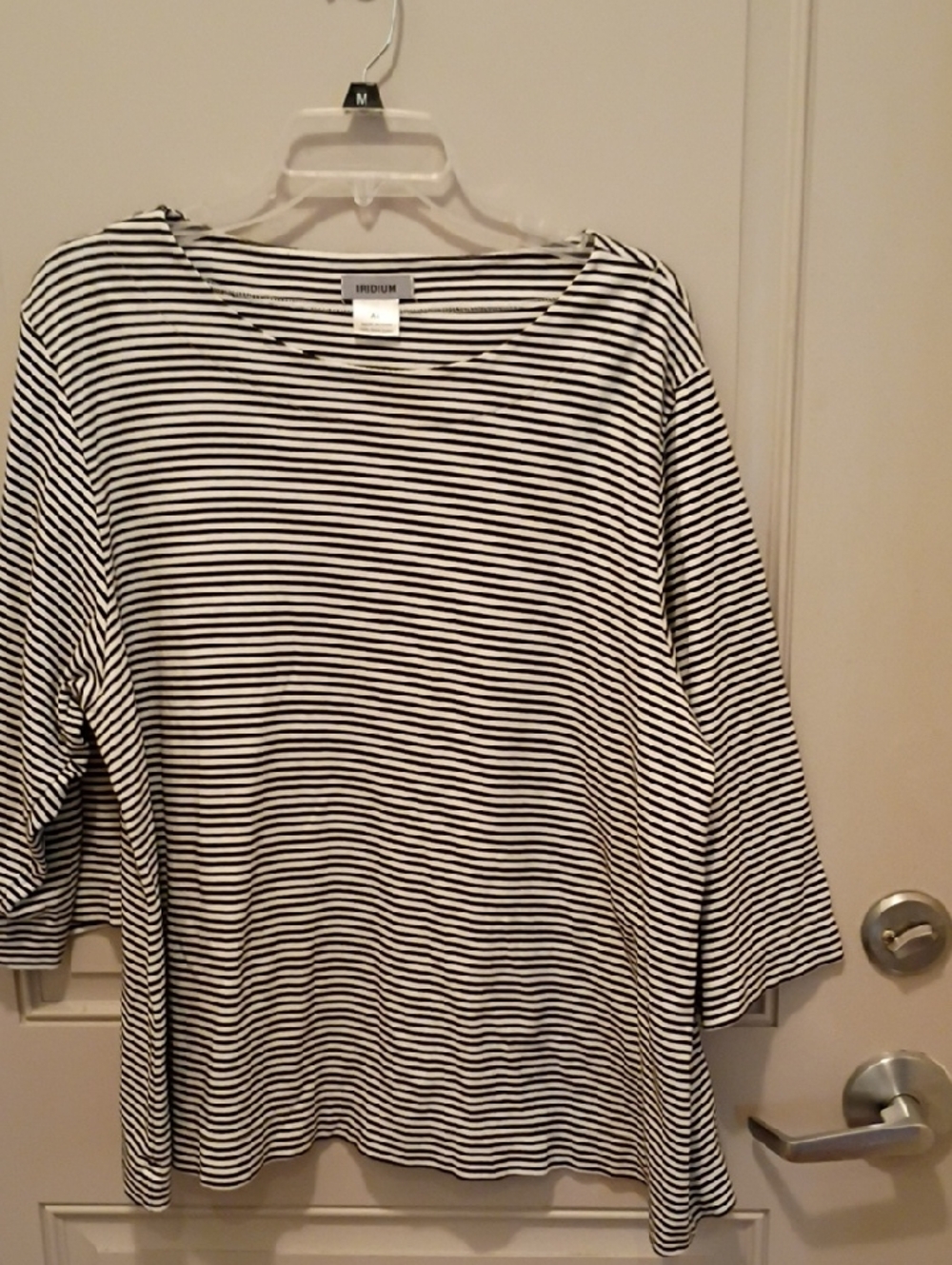 Iridium Women's Black Striped 100%Pima Cotton Boat Neck Tunic Size XL